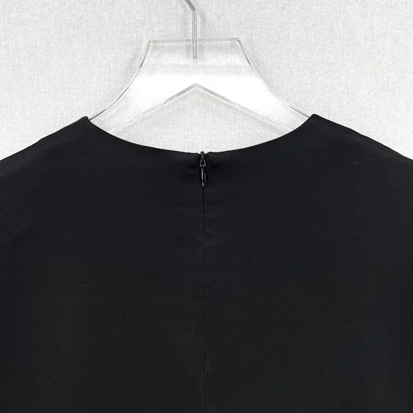 FILIPPA K Short Sleeve Satin Top Womens Small Black Round Neck Minimalist - Picture 4 of 15